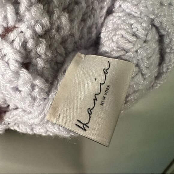 Hania | Gray mock neck loose knit cashmere blend sweater - Picture 5 of 6